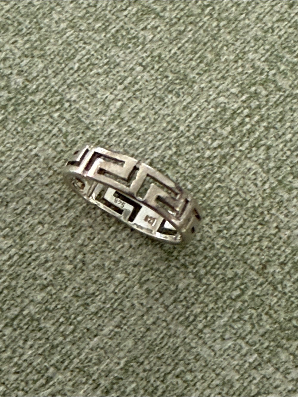 Greek Key Sterling Silver Band Ring Size 7.25